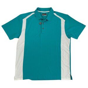 Grand Slam Mens XL Peacock Blue Stretch Golf Performance Short Sleeve Polo Shirt